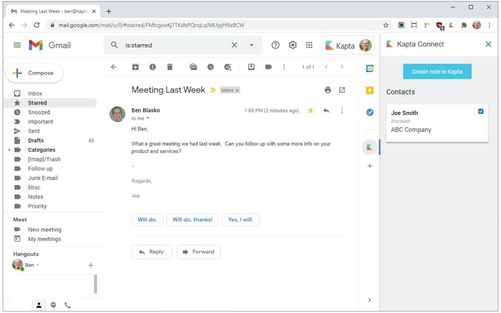 Gmail Add-In for Account Management Teams | Kapta