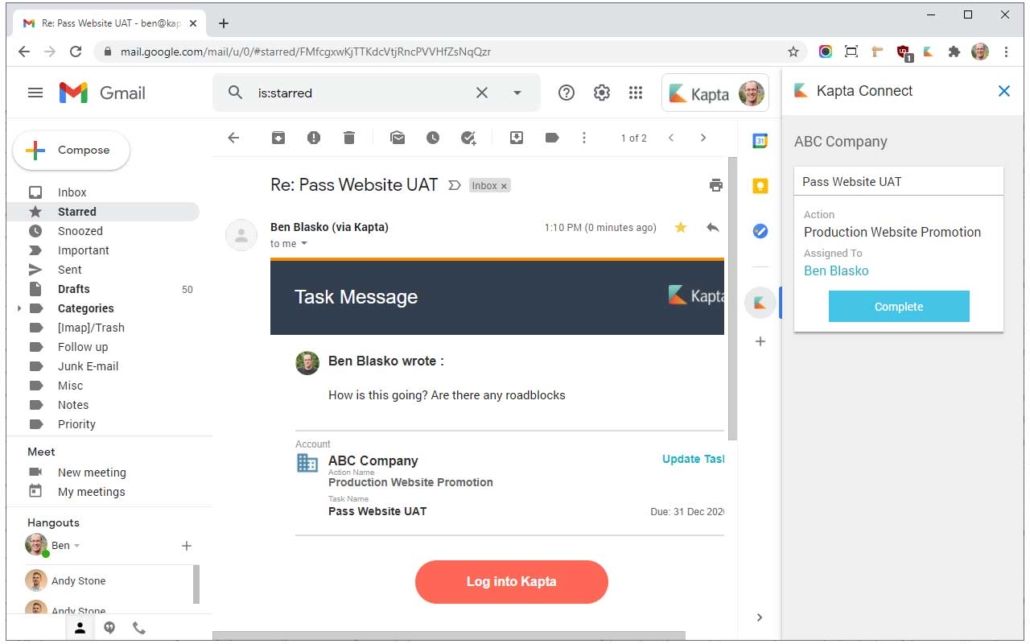 Manage Kapta Tasks from your Inbox
